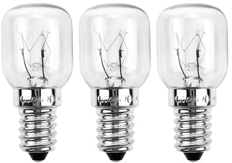 EVOGES 25W Oven Light Bulb E14 SES Small Edison Screw, 300°C Heat-Resistant, Incandescent Warm White Ideal for Ovens, Cooker Hoods & Microwave Ovens – Pack of 3