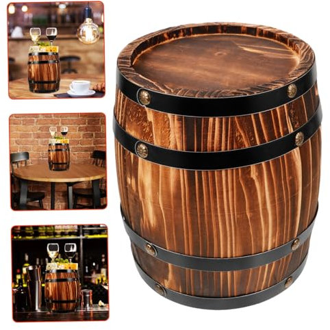 SOLUSTRE Holzfass Dekor Aus Robustem Eichenholz Rustikales Weinfass Ornament Für Bar Und Zuhause Vielseitige Deko Requisite 20x16cm