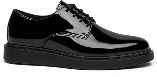 Solaress 03 Zapatos formales para hombre de negocios Oxford charol zapatos con cordones, Negro , 41 EU