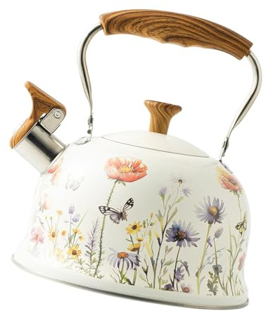 Folpus Bouilloire sifflante puissante, Anti-brûlure, pour cuisinière électrique, en Acier Inoxydable, pour randonnée, Barbecue, pêche