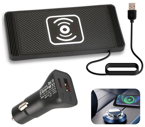 15W Inductive Car Charging Station with 40W Cars Charger Non-Slip Wireless Car Charging Pad Universal Carr Charger für iPhone 17 16 15 14 13 12 SamsungS23 S22 Headphones and Devices (1m Cable)