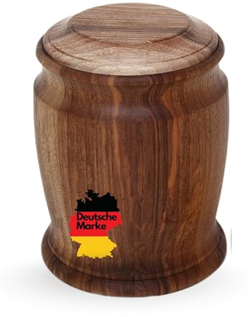 AROBA Handgefertigte Urne aus Walnussholz – 5 L Volumen für Menschliche Asche – Runde Natururne aus Massivholz – Nachhaltig, chemiefrei & stilvoll – Heimische Handarbeit