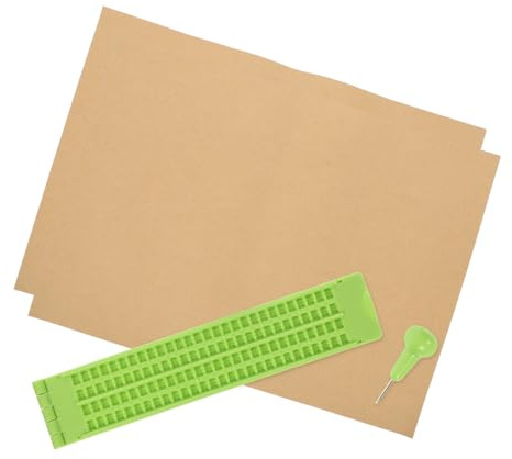 COLLBATH Righe Tavoletta Braille Rigida Verde con Punteruolo e Portatile e Resistente per Scrittura Tattile per Non Vedenti