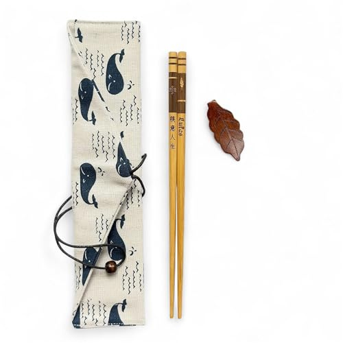 Essstäbchen personalisiert Bambus mit Gravur – Sushi Stäbchen Set – personalisierte Chopsticks – ideales Weihnachtsgeschenk für Sushi Liebhaber - optional mit Case oder Stoffbeutel erhältlich (Typ 1)