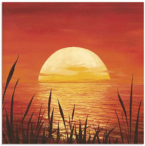 ARTland Wanddeko Glasbilder Wandbild Glas Bild einteilig Quadratisch Natur Strand Küste Sonnenuntergang Ozean Sonne Maritim T4NG