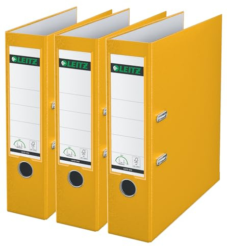 Leitz Lot de 3 classeurs à levier en plastique Jaune Format A4 Dos 80 mm 310335115