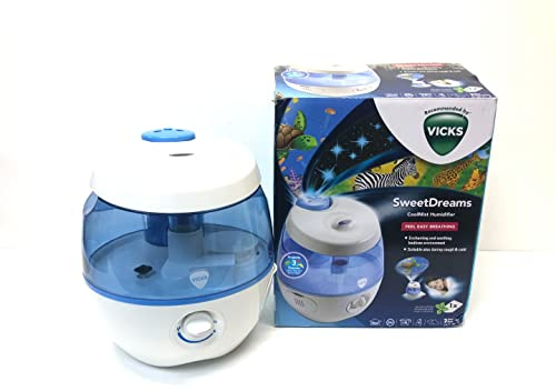 Vicks Sweet Dreams Cool Mist Humidifier with image projector - For children's bedrooms and babies nurseries - Rooms up to 35m2 - Essential oil pad included - Quiet ultrasonic technology - VUL575