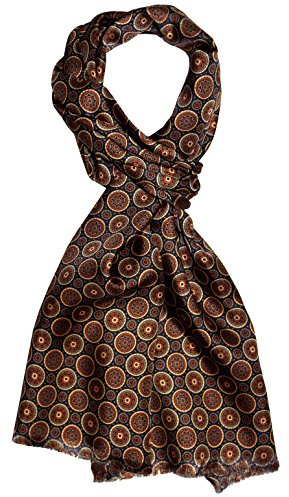 Lorenzo Cana lyx herr halsduk 100 % siden i harmoniska färger tryckt dubbelsidig sidenhalsduk sidenduk duk Dandy Style 30 cm x 160 cm – 8920511