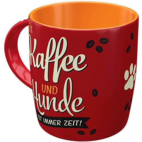 Nostalgic-Art Retro Kaffeebecher, 330 ml, PfotenSchild – Kaffee und Hunde | Keramik-Tasse für Kaffee, Vintage Design, Geschenk-Idee für Hunde-Besitzer