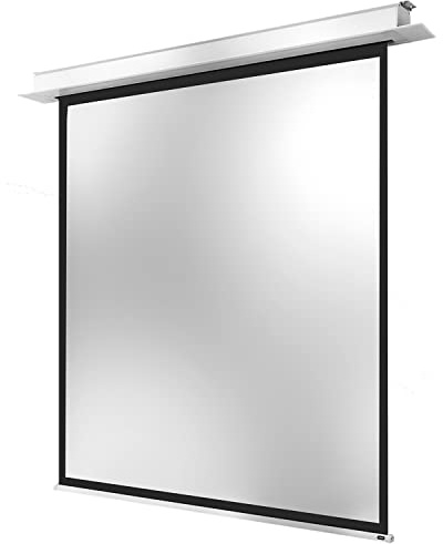 celexon Professional Plus Deckeneinbau Motorleinwand 135 | 240x240 cm 1:1 | elektrische 4K, Full-HD Einbauinstallation mit Wandschalter, für Ihre Beamer-Projektionen | zur Montage in der Raumdecke