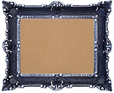 Lnxp BILDERRAHMEN BAROCKRAHMEN mit GLAS 56x46cm RECHTECKIG REPRO Bilder für 30x40cm oder 40x30 cm BAROCK ANTIK (Silber) 50TR