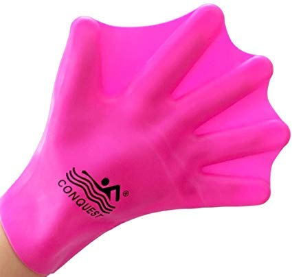 Silicone Webbed Swimming Gloves Aqua Fit Swim Training Gloves Web Gloves Swimming,Closed Full Finger Webbed Water Gloves Unisex Adult,2PCS