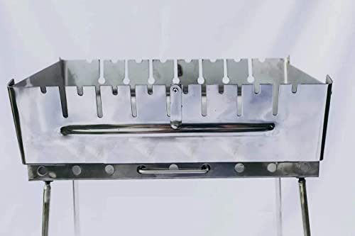 Free2buy Parrilla portátil de acero inoxidable resistente, plegable, mango para barbacoa, Kabab, Shashlyk, estufa de camping al aire libre, viajes, 8 pinchos, Brasero, 2 mm, acero