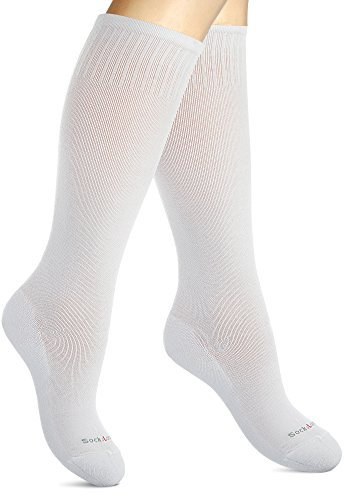 SocksLane Kompressionsstrümpfe aus Baumwolle für Damen & Herren 15-20 mmHg Unterstützung Kniehoch Solid White M/L