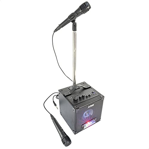 Party Light & Sound - PARTY-SINGTOGETHER - Schlagzeug Karaoke Set mit 2 Mikrofonen und Ständer - Schwarz