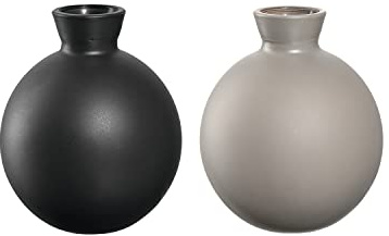 Leonardo CASOLARE Tischvase 4er Set, 2 x schwarz und 2 x beige Deko Vasen aus Glas, 9 x 7,5 x 7,5 cm (HxBxT), 170 g, 165 ml, 041677