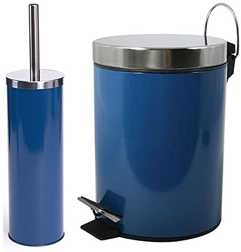 MSV Badset 2 TLG. Kosmetikeimer Abfalleimer Mülleimer und WC Bürste Toilettenbürste Klobürste Blau