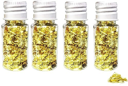 SovZovy Gold Leaf Sheets, 3 Bottled Available, Gold Foil Sheets, Gold Flakes for Art & DIY Projects, Resin, Gilding Crafting, Nails, Furniture, Home Decor