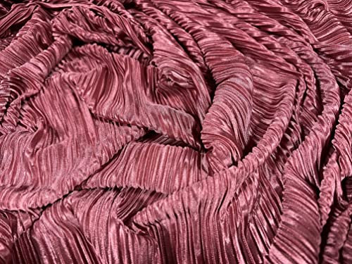 Plissé Stretch-Satin-Plissee-Stoff, Meterware, einfarbig, Rosa, TFM 2E3-5503