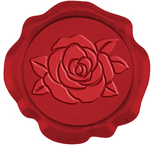 CRASPIRE 50 PZ Adesivi Sigillo di Cera Fiore di Rosa, 1 Scatola Timbro di Cera, Busta Autoadesivi Rossi 1.18 Pollici/30 mm per Biglietti D'Invito di Nozze