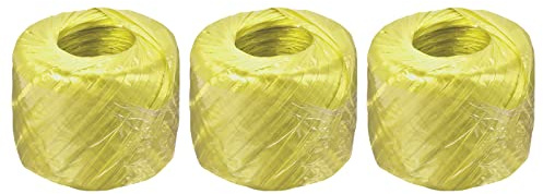 sourcing map Poliéster Nylon Plástico Cuerda Cordel Doméstico Atado para Embalaje Jardinería Artesanía, 150m Longitud, Amarillo Paquete de 3