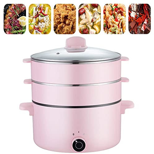 REJOON Mini Speed ​​​​Food Pot Fornello Elettrico Multifunzione Adatto a Tutti i Tipi di Cibo Fornello Antiaderente for Cucina Domestica Famiglia Studente Dormitorio Party (Color : Pink, Size : 2.5L)