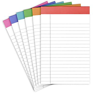 PAPERAGE Lined Legal Pads, (Rainbow), 6 Pack, 50 Sheets Each, Wide/Legal Ruled, Note Pads, Paper, 5 inches x 8 inches