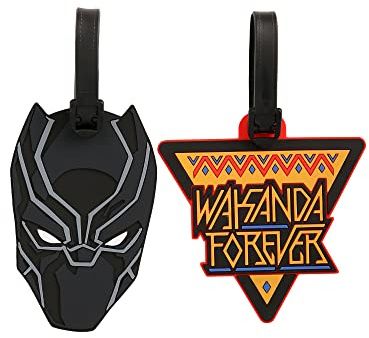 Disney Marvel Black Panther Gepäckanhänger, Schwarz und Gelb, 2-teilig
