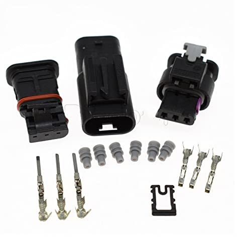 05.05.201.20 KIT 1718653-1. TE 3. PIN Auto Elektronischer männlicher weiblicher wasserdichter Stecker-Stecker kompatibel mit Vw. Audi 4F0973703A 4F0973703. (Color : Male female, Size : 1Set)