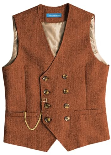 Solovedress Mens Vintage Wolle Anzugweste Regular Fit Weste Anzug Weste für Hochzeit Groomsmen