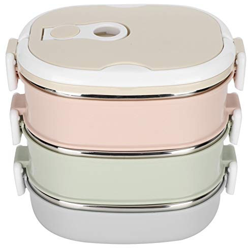 Jeffergarden Contenedor de Alimentos Térmica Lancheira Termica Adulto Contenedor de Alimentos Térmico Aislado Portátil de Acero Inoxidable 304 para (3 capas)