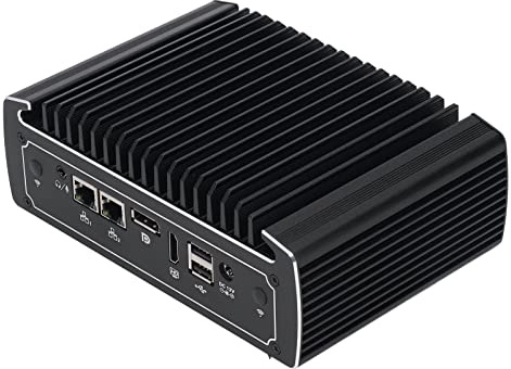 FTVOGUE Mini Computadora Industrial, Computadora Industrial Mini de Alto Rendimiento 4G 128G PC sin Ventilador 100-240 V, (Enchufe de la UE)
