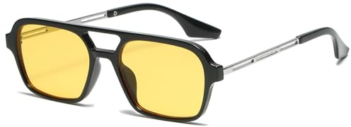 JCTAIFOO Vintage 70s Quadratische Sonnenbrille für Herren Damen Trendy Retro Rectangle Small Shades Cool Niedliche Mode Brille