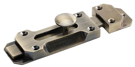 5 Inch Antique Brass Sliding Door Bolt, Heavy Duty Gate Latch Lock (Bronze)