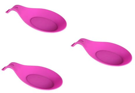 PRETYZOOM 3pièces Repose-ustensiles Silicone Antidérapant Et Résistant Chaleur Pour Cuisine Support De Spatule Et Cuillère Pour Garder Votre Plan De Travail Propre Rose Rouge