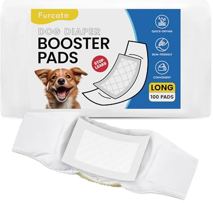Furcato Disposable Dog Diaper Liners Booster Pads for Male & Female Dogs - 100ct | Diaper Inserts fit Most Washable Dog Wraps and Belly Bands,Long