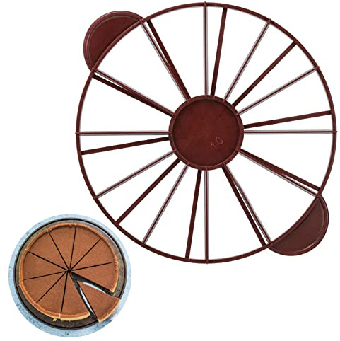 Hapivida 10/12 Cake Slicer, Double Sided Cake Equal Portion Marker Round Pie Divider Cheesecake Cutter Baking Tool Works for Cakes Up to 10.6 Inches Diameter (Brown)