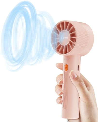 Furnsii Mini Ventilateur Portatif à Vent Fort - Portable à Piles Rechargeable USB, 16 Heures 4 Vitesses - Pour Bureau, Voyage, Camping