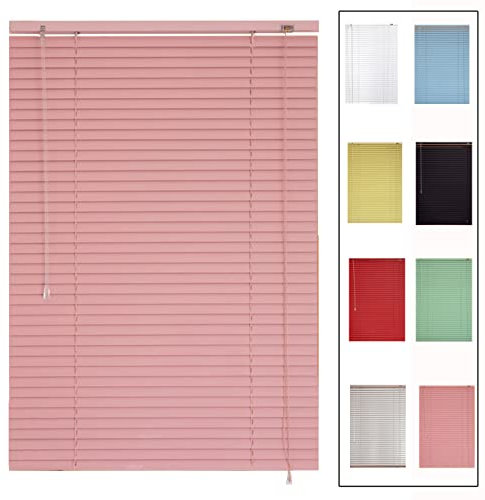 CABINE Pink Alumihorizontale Venezianische Jalousien, wasserdichte Blackout Blind Mit Sitzend, 25Mm Lamelle, Für Küche, Büro, Badezimmer/W120*H100Cm