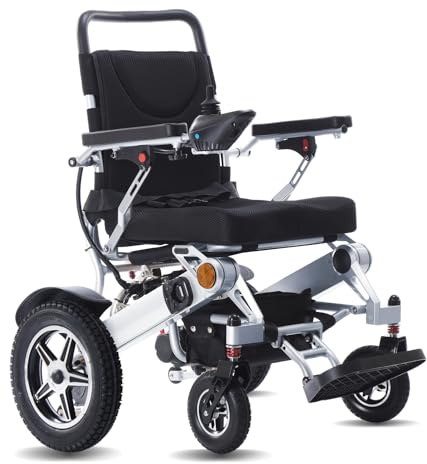 Broobey Elektrische Rollstühle für Erwachsene mit 2 * 10Ah Batterien, Leichte Elektrorollstuhl, Tragbarer Elektrischer Rollstuhl für Senioren, 30+ km Lange Reichweite, unterstützt 150 kg