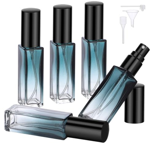 Segbeauty Atomizador Perfume Recargable, 5 Piezas 10ml Frasco Perfume, Bote Colonia de Vidrio, Pulverizador Cristal para Viaje, Regalos, la Aviación (Verde Degradado)
