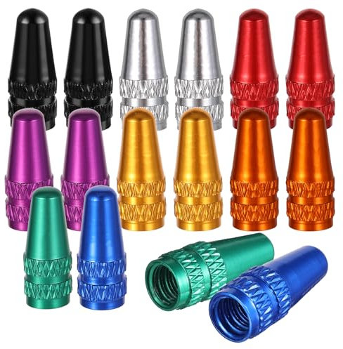 16Pcs Presta Valve Caps, 8 Colors Bike Valve Caps Aluminum Bicycle Valve Stem Caps Used On Presta/French Valves Alloy Bike Tire Caps for MTB Road Racing Bicycle, Rocket Style