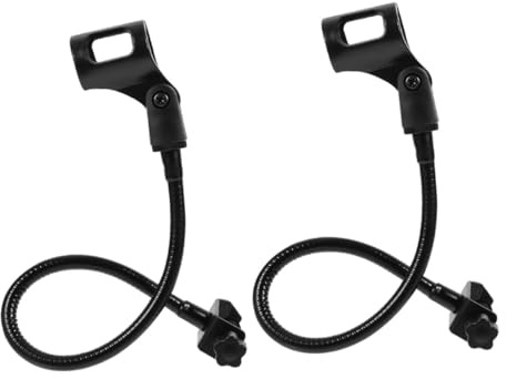 Alasum 2pcs Flexible Gooseneck Microphone Stands with Iron Spray Lacquer Material for Broadcasting and Online Meetings, Convenient for Storage and Carrying, Black Desktop Mic Holders