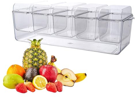 Bandeja para servir helados, bandeja para servir helados, recipiente para barra de ensalada con compartimentos extraíbles, bandeja para servir helados para Home Bar Po