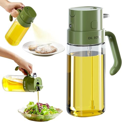 Insystem Dispensador Aceite Spray 2 en 1 Aceitera Difusor 550 ml Pulverizador Aceite Spray Cocina y Vertido, Práctico y Antigoteo Rociador Vaporizador de Aceite de oliva