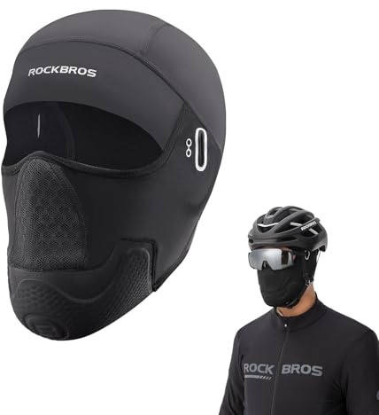 ROCKBROS Sturmhaube Motorrad für Herren, Balaclava Winter Helm Liner Winddicht Gesichtmaske Atmungsaktiv Vollgesichtsmaske für Fharrad Ski Snowboarden, Schwarz