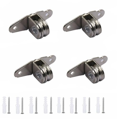 4 Stück Umlenkrollen Stahlseile für Seile, Vertikal Edelstahl Seilrollen, Flaschenzug Riemenscheibe mit 8 Spreizschrauben, 60mm Schwerlastrollen Umlenkrolle für Wäscheleine, Fitness, Rolltore