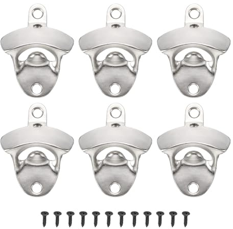 sourcing map 12Pcs Alloy Bottle Opener Wall Mounted, Vintage Beer Cap Opener with Screws Unique Gifts for Men Beer Lovers Bar Decoration Birthday Present, Silver