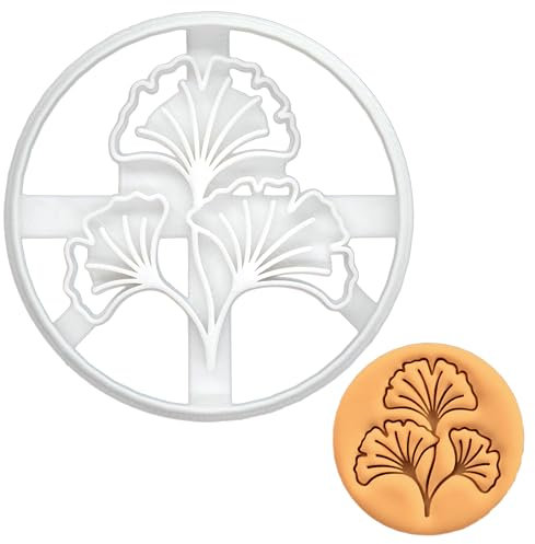 BAKERLOGY Emporte-pièce Feuilles de Ginkgo (arbre aux quarante écus, arbre aux abricots d'argent) - adaptée au fondant, à la pâte, à l'argile