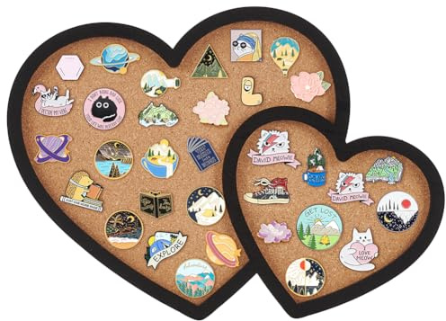 BENECREAT Herz Pin Kork Board, 30x21.3cm Bulletin Display Board Wand montiert Kork Board mit schwarzen liebevollen Rahmen für Brosche Pin Storage Display, Büro zu Hause und Schule Dekor